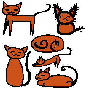 Some of my first doodles of my beloved creation Mr. Toffee, the very first doodle being the top left one